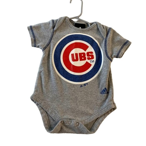 Adidas Boys Infant Baby Size 6 9 months gray one Piece Bodysuit Chicago Cubs - Picture 1 of 3
